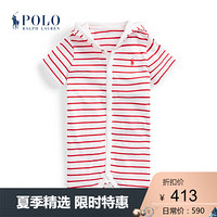 Ralph Lauren/拉夫劳伦男婴 2020年春季棉质连帽短连衣裤33090 600-红色 18M