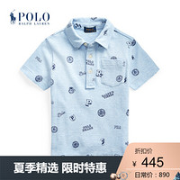 Ralph Lauren/拉夫劳伦男童 2020年夏季学院风网格网球衫33822 400-蓝色 2/2T