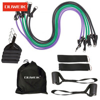 杜威克 拉力绳拉力器健身男力量训练弹力带胸肌运动器材家用女扩胸器弹力绳套装 弹力绳15件套-猛男全能级（150磅）