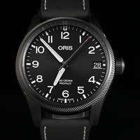 豪利时(ORIS)瑞士手表 航空系列飞行员星期日历腕表 41mm黑盘织物带自动机械表男表 75176974264LS