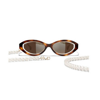 CHANEL香奈儿男女通用太阳眼镜椭圆形眼镜经典时尚酷炫潮流派对镜 棕色