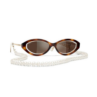 CHANEL香奈儿男女通用太阳眼镜椭圆形眼镜经典时尚酷炫潮流派对镜 棕色