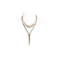 Chanel香奈儿女士项链 小牛皮水钻珍珠饰品链条可调节时尚优雅