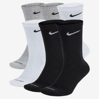 Nike耐克袜子男袜运动袜中筒船袜6双SX6897 Black/White L (W 10-13/ M 8-12)