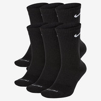 Nike耐克袜子男袜运动袜中筒船袜6双SX6897 Black/White L (W 10-13/ M 8-12)