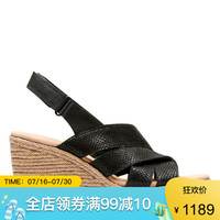 Clarks其乐女鞋高跟鞋坡跟凉鞋26134501 Black 12M