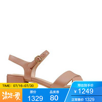 Clarks其乐女鞋粗跟露趾脚踝系扣休闲时尚凉鞋26148404 Praline Leather 10