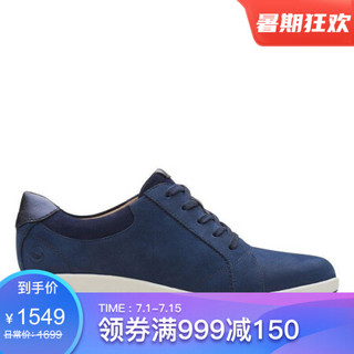 Clarks其乐女鞋休闲鞋单鞋低帮系带26136067 Navy Combin 9.5M