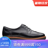 Clarks其乐女鞋单鞋松糕底布洛克鞋26136354 Black Leather 10M