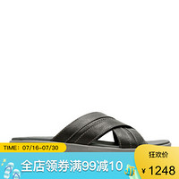 Clarks其乐男鞋拖鞋交叉凉鞋沙滩鞋26131523 Black Leather 10M