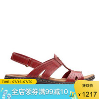 Clarks其乐女鞋休闲凉鞋沙滩鞋26134083 Red Leather 10M