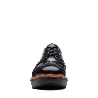 Clarks其乐女鞋单鞋松糕底布洛克鞋26136354 Black Leather 8.5M