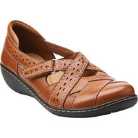 Clarks其乐女鞋夏款透气舒适魔术贴低帮休闲鞋756076 Tan Leather 10(42码)