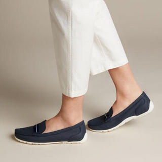 Clarks其乐女鞋乐福鞋单鞋平底鞋26139938 Navy Leather 7.5M