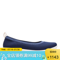 Clarks其乐女鞋低帮套脚针织休闲鞋单鞋26140283 Navy 10M