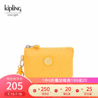 kipling女包包迷你帆布包2020新款休闲手拿包零钱包|CREATIVITY S 活力黄