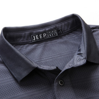 吉普(JEEP)短袖T恤男商务休闲半袖青年男士速干翻领T恤2020夏季男装C-PS3002 黑色 L