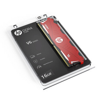 HP 惠普 V6 DDR4 2666MHz 台式机内存 马甲条 红色 16GB V6