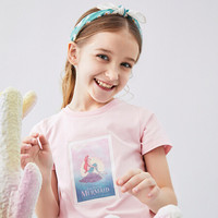迪士尼女童T恤2020夏季新款美人鱼洋气休闲上安奈儿童装女童T恤130