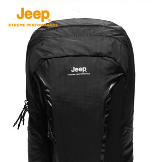 Jeep 吉普 休闲双肩包男 户外大容量背包男女旅行防泼水抗撕拉双肩背包徒步登山包轻便多功能背包 8296 品牌黑 均码
