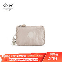 kipling 钱包女包迷你帆布包 时尚简约手拿包零钱包K1520548I金属发光银|CREATIVITY S