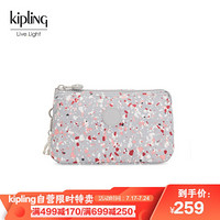 Kipling 手拿包零钱包 女帆布手机包凯浦林小钱包手拿包化妆包CREATIVITY L 雨花石斑点印花KI303248X