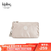 Kipling 钱包零钱包凯浦林女帆布手机包小钱包手拿包化妆包CREATIVITY L 金属发光银K1309348I