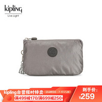 Kipling零钱包 女帆布手机包凯浦林小钱包手拿包化妆包CREATIVITY L KI454029U金属炭灰