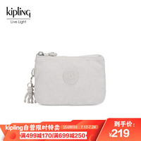 kipling 钱包女包迷你帆布包 时尚简约手拿包零钱包K0186419O复古灰白|CREATIVITY S