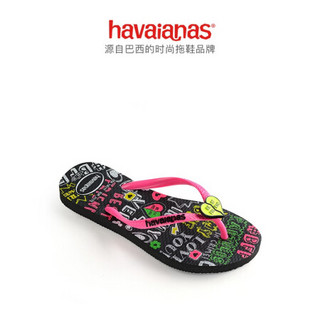 Havaianas哈唯纳 Best Friends 2020新(哈瓦那)灵感涂鸦童人字拖 0090-墨黑/涂鸦 适合33-34码