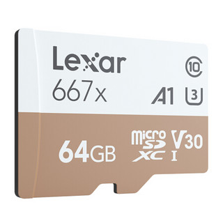 雷克沙（Lexar）64GB TF（MicroSD）存储卡 C10 U3 V30 A1 读100MB/s 高速稳定不掉速（667x）