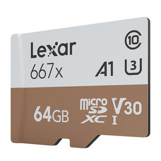 雷克沙（Lexar）64GB TF（MicroSD）存储卡 C10 U3 V30 A1 读100MB/s 高速稳定不掉速（667x）