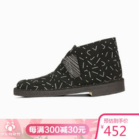 Clarks 其乐女鞋Desert Boot.休闲圆头沙漠靴短靴女低跟 261186124【黑色/白色】