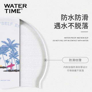 WATERTIME 蛙咚 防水护耳硅胶抗氯泳帽女专业长发大号不勒头ins印花游泳帽 White