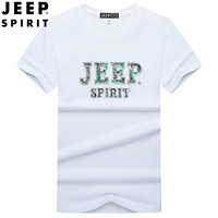 吉普 JEEP 短袖T恤2020夏季男士圆领休闲舒适简约商务休闲棉质体恤打底衫上衣20MB562TS9296 白色 L