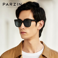 帕森（PARZIN）太阳镜男 时尚复古方框眼镜女 情侣潮酷墨镜2020款 8288 黑金色
