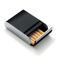 德国比Philippi斐利比 简约优雅男士黑色烟盒 牛皮不锈钢 送长辈客户礼品 195084