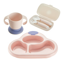 babycare宝宝餐盘 儿童餐具辅食碗分格吸盘注水保温餐具套装（5件套） 2065香槟粉