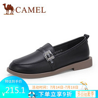 骆驼（CAMEL） 女士 简约舒适套脚扣带装饰车缝线低跟单鞋 A015146134 黑色 37