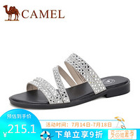 骆驼（CAMEL） 女鞋 清凉美搭闪闪亮片两穿罗马凉拖 A020076183 银色 39