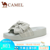 骆驼（CAMEL） 女鞋 活泼小清新布面蝴蝶结一字拖鞋 A022266226 绿色 35