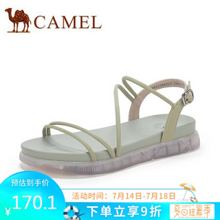 骆驼（CAMEL） 女鞋 夏日仙女风双字带搭扣低跟凉鞋 A022266227 绿色 35