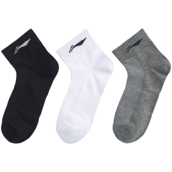 商品李宁袜子男运动袜子2020训练系列男子三双装短袜awsq219