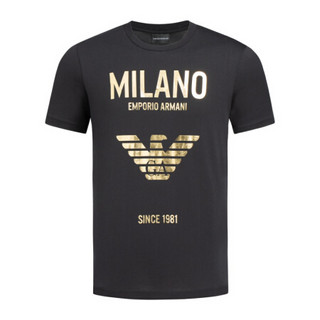 EMPORIO ARMANI 阿玛尼奢侈品20春夏男士针织T恤衫 3H1T8H-1JPIZ BLACK-0002 L