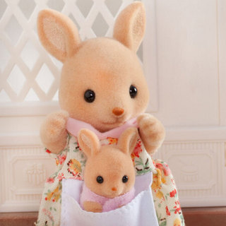 森贝儿家族日本品牌公主玩具女孩娃娃屋仿真森林家族过家家植绒兔子公仔人偶-袋鼠家族SYFC5272