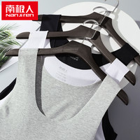 南极人 随心裁冰丝无痕男士背心男纯色修身T恤无痕无袖舒适圆领打底衫男夏季休闲健身运动男黑色单件装XXXL