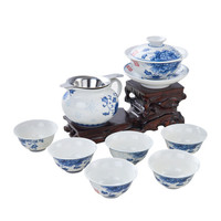 KAMJOVE 金灶 青花瓷陶瓷功夫茶具套装 品茗杯茶杯茶壶 旅行功夫茶 KP-95