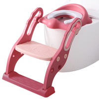 世纪宝贝（babyhood）儿童马桶圈带梯坐便器 PVC坐垫 男女通用 红色BH-131A