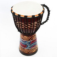 MIDWAY 美德威 非洲鼓 8英寸彩绘非洲鼓 儿童初学者丽江演奏山羊皮木手鼓 棕色