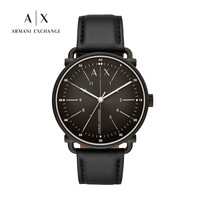 乔治·阿玛尼 GIORGIO ARMANI阿玛尼(ARMANI EXCHANGE)皮质黑带石英简约休闲 AX2903